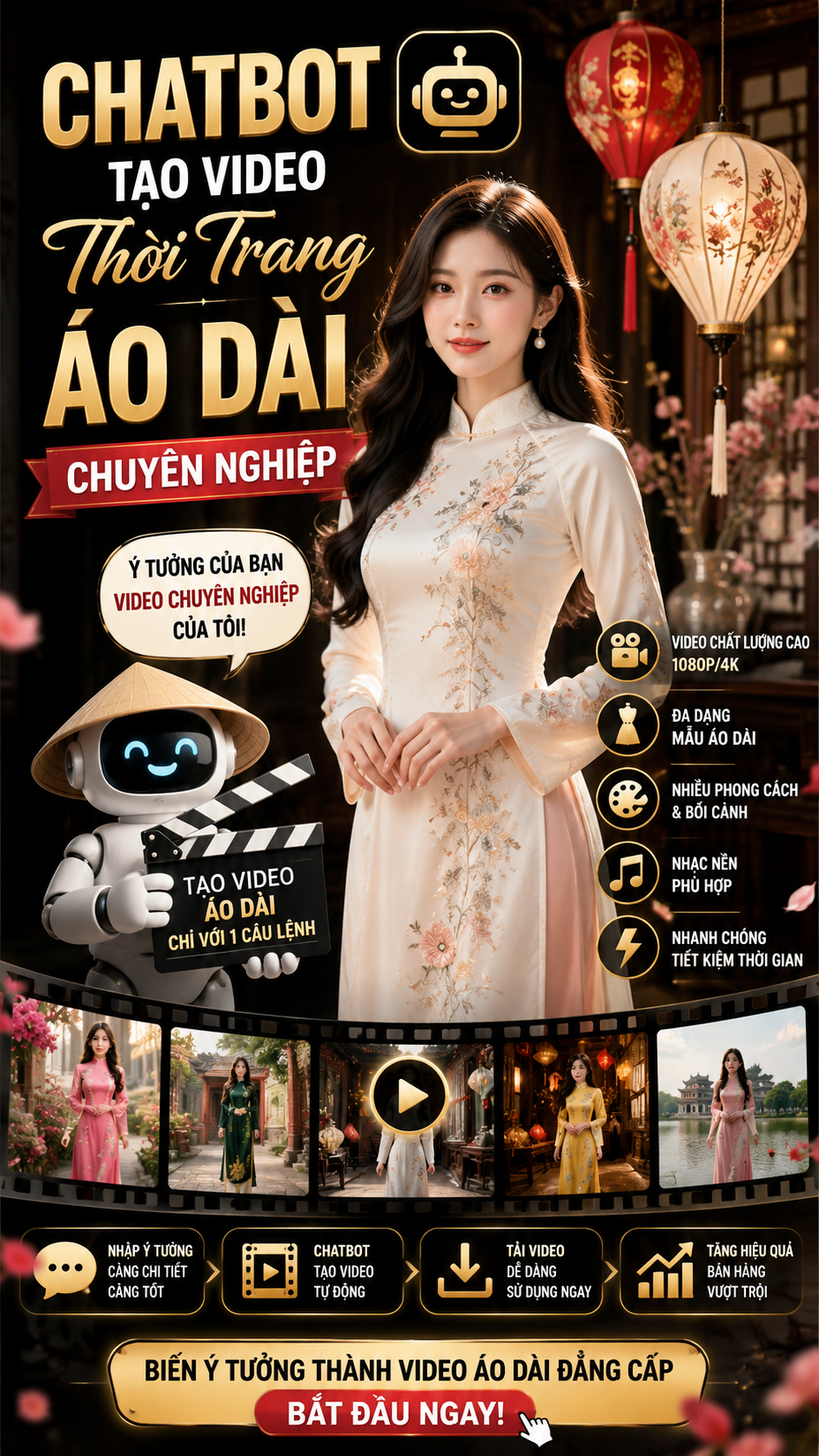 Chatbot - Tạo video thời trang áo dài chuyên nghiệp