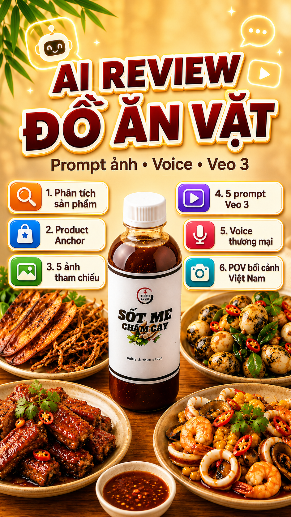 Chatbot POV review đồ ăn vặt