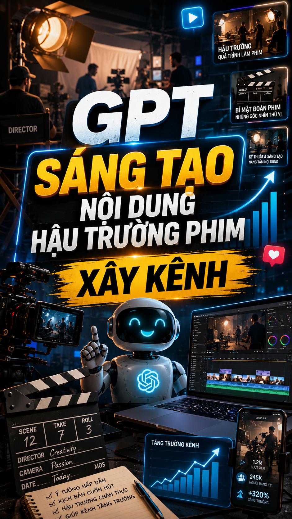 Chatbot GPT - Sáng Tạo Nội Dung Hậu Trường Phim , Xây Kênh