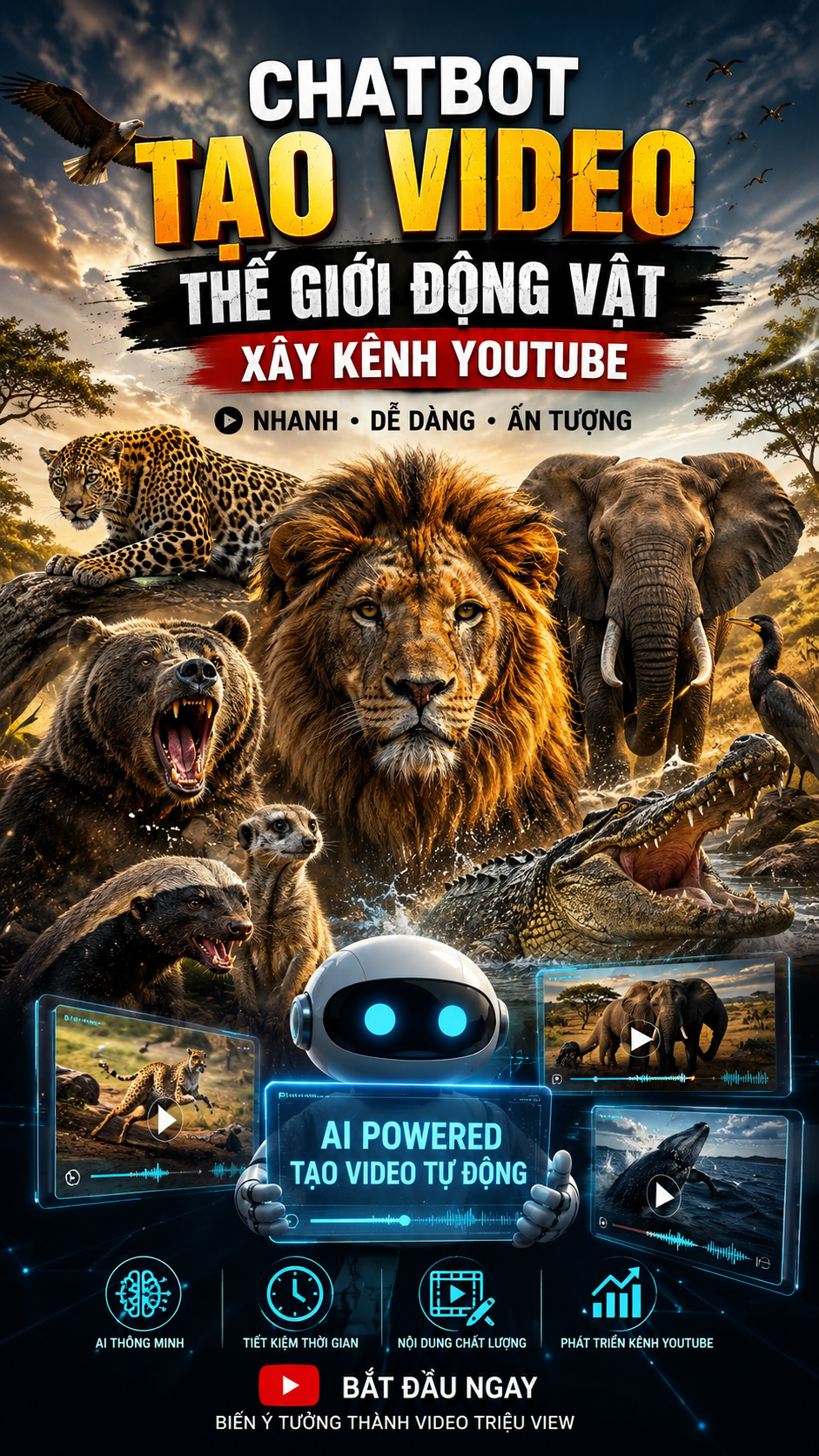 Chatbot Làm Phim Thế Giới Động Vật Xây Kênh Youtube