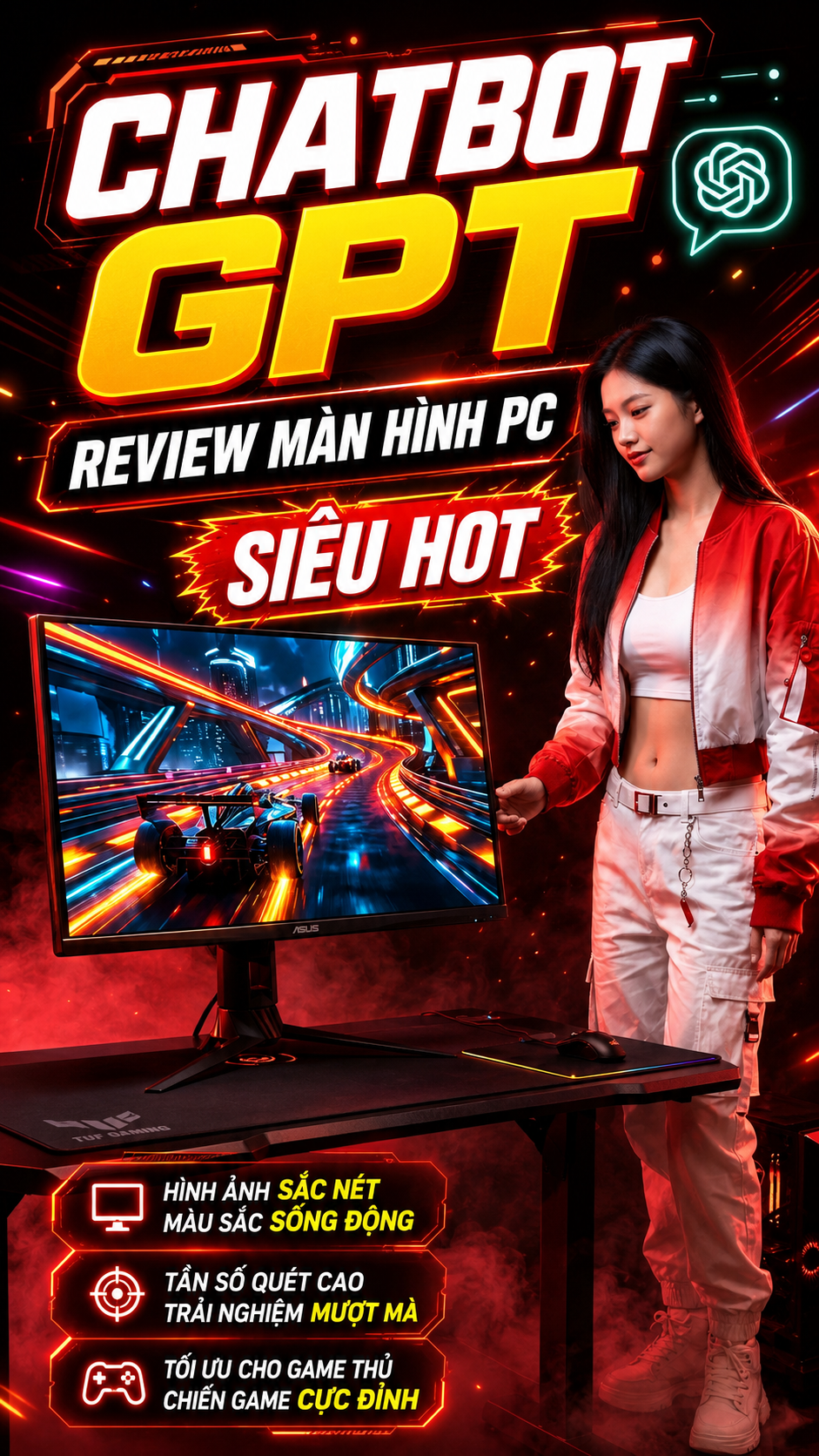 Chatbot GPT - Tạo Video AI Review Màn Hình PC Siêu Hot