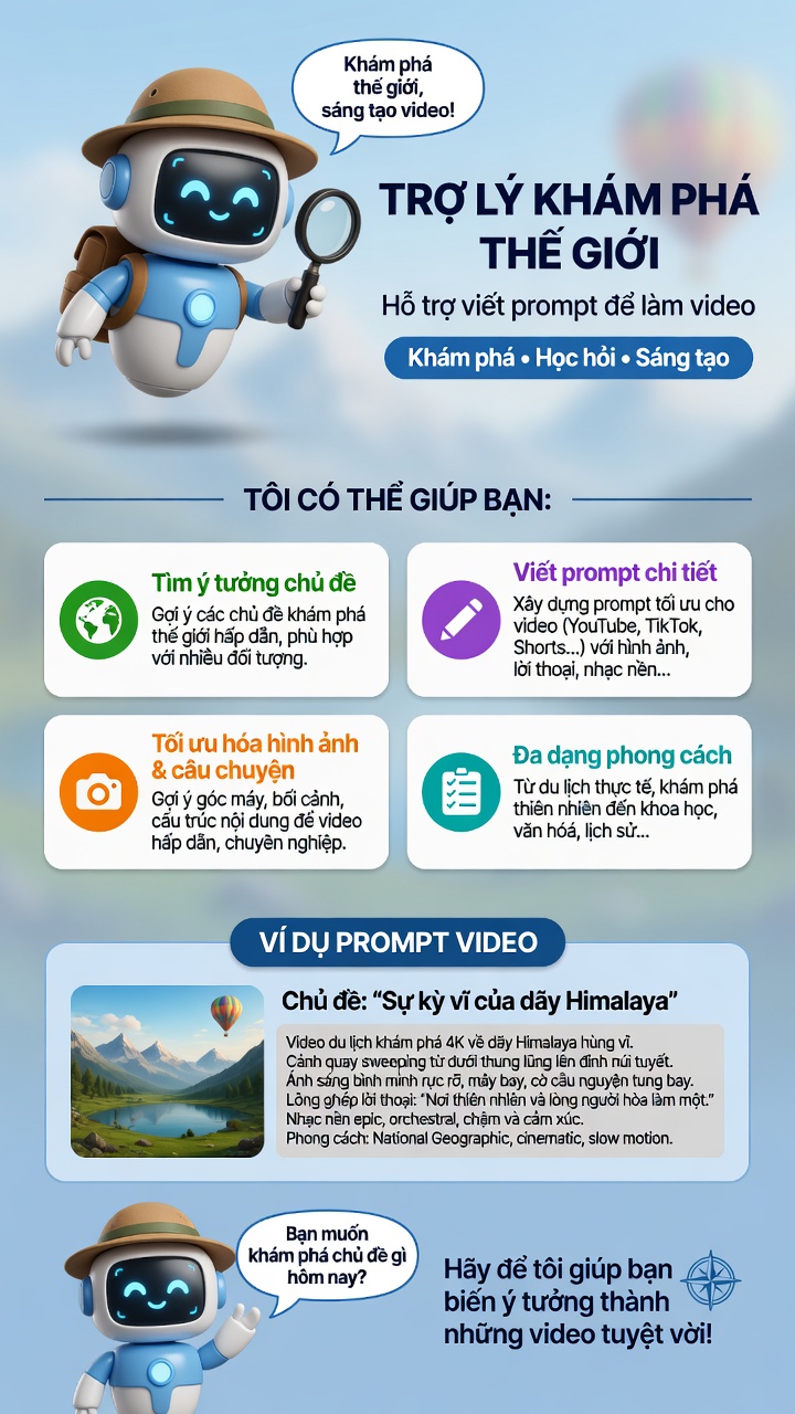 Chat bot chủ đề  Khám phá thế giới