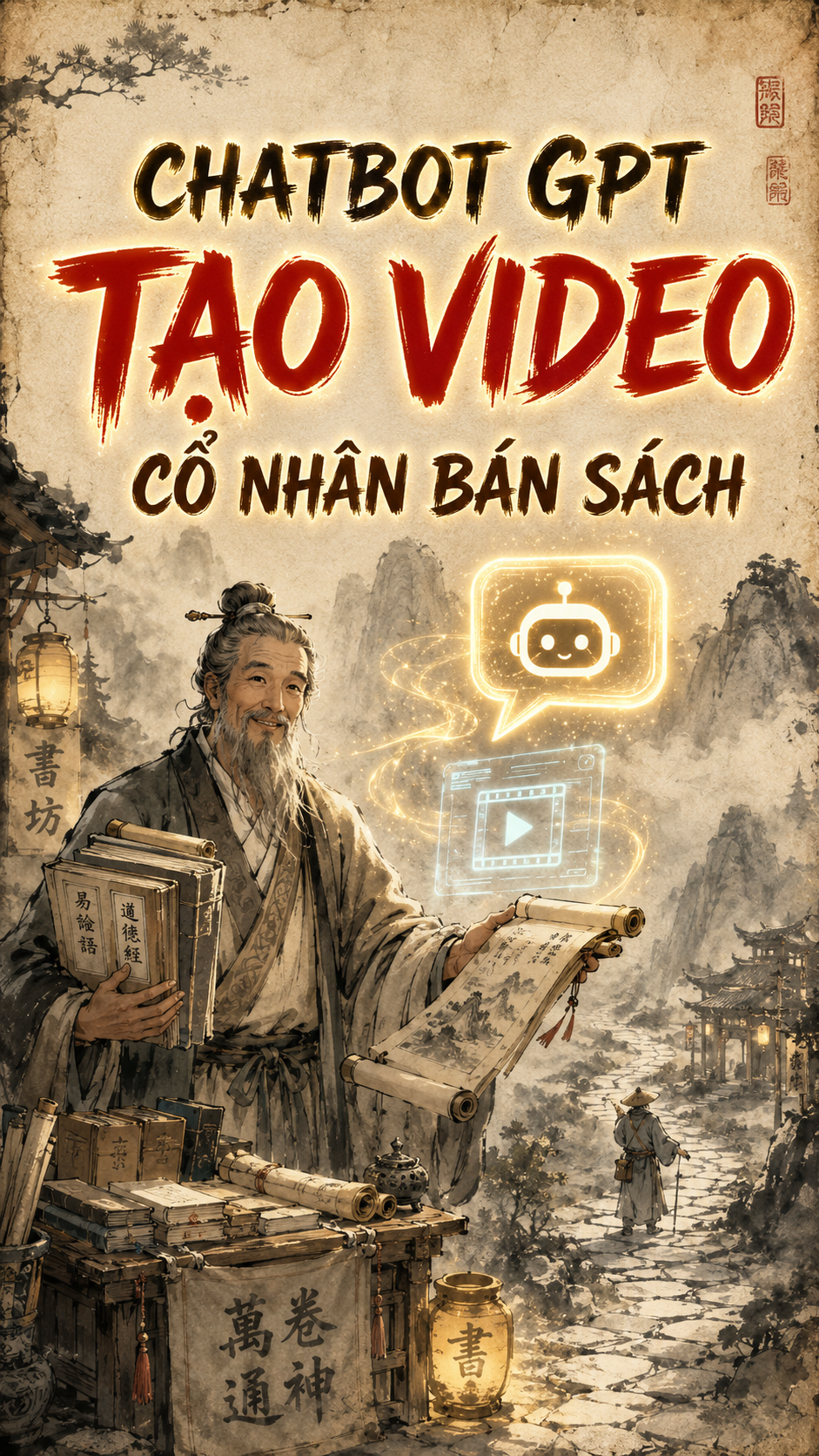 Chatbot GPT - Tạo Video cổ nhân bán sách