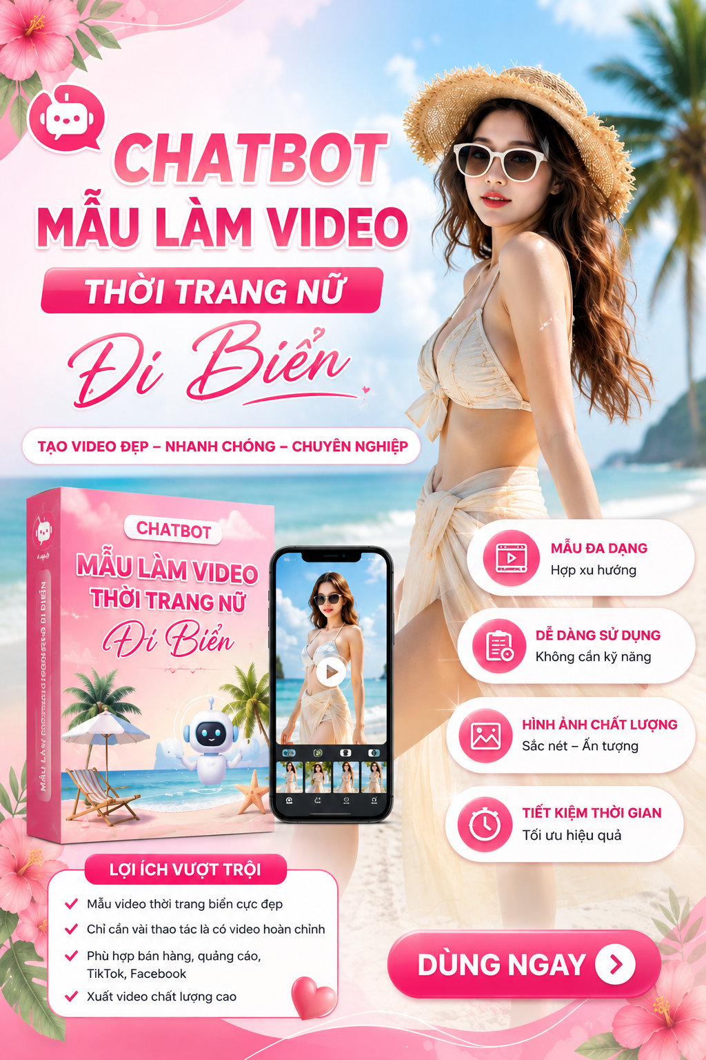 Chatbot Tạo Video Đi Biển Hot Trend Dành Cho Shop Thời Trang